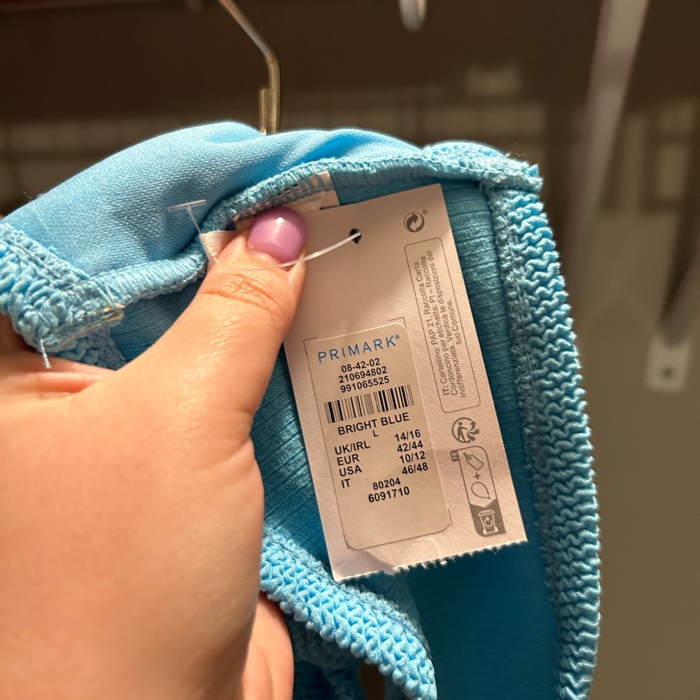 NEW Primark Swim Strapless Bikini Top Textured Aqua Blue Womens Size Large - Picture 6 of 6